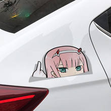 Cartoon Car Sticker for Darling In The Zero Two Peeker Big Head Anime Vinyl  Window Trunk Laptop Wall Decal KK13*13cm 2024 - buy cheap