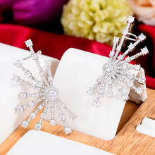 GODKI-pendientes de lujo con diseño de fuegos artificiales para mujer, aretes de boda, Circonia cúbica, cristal, zirconia, circonita, zirconita, novia, Dubái 2024 - compra barato