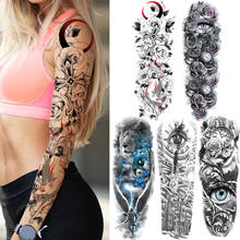 Sexy Moon Flower Temporary Tattoos For Women Men Adult Full Arm 3D Devil Eye Rose Tattoo Sticker Fake Lion Black Tatoos Decor 2024 - buy cheap