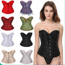 Sexy Lingerie Bustiers Black Satin Embroidered Corset Overbust Corsets PLUS SIZE: S M L XL XXL 3XL 4XL 5XL 6XL 8XL 2024 - buy cheap