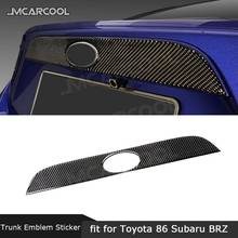 Carbon Fiber Rear Boot Emblem Badge Trim Moulding Strips Decal Cover Sticker For Toyota GT86 FT86 ZN6 Subaru BRZ 2013-2020 2024 - buy cheap