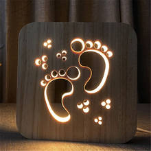 Деревянный резной детский Ночной светильник, прикроватные светильники для спальни, светодиодный декоративный ночник в форме когтя кошки, праздничный подарок, теплый светильник 2024 - купить недорого