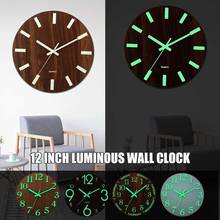 Hot-Luminous Wall Clock,12 Inch Wooden Silent Non-Ticking Kitchen Wall Clocks With Night Lights For Indoor/Outdoor Living Room 2024 - buy cheap