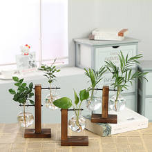 Прозрачная ваза, деревянная рамка, стеклянная настольная Террариум, Гидропонные вазы, винтажный цветочный горшок, домашний декор бонсай 2024 - купить недорого