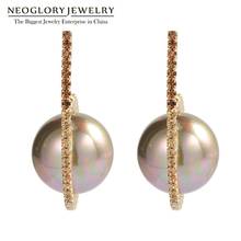 Neoglory Shinning Crystal Brown Pearl Charm Earrings For Women High Quality Korean Exaggerated C Round  Earrings  Birthday Gift 2024 - buy cheap