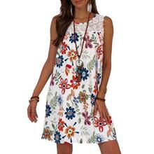 Summer Vintage Women Flower Print Tank Dress Sleeveless Casual Dress O S-5XL Beach Plus Short Neck Loose Dresses Size Boho V7I8 2024 - buy cheap
