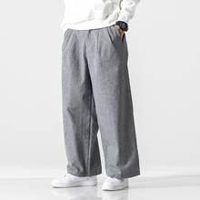 Pantalones bombachos de pierna ancha para hombre, ropa de calle masculina de gran tamaño, de estilo chino, informal y liso 2024 - compra barato