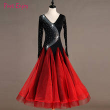 Mulheres vestidos de dança de salão tango padrão valsa flamenco manga longa preto vermelho comprar vestido para dança de salão crianças rendas 2024 - compre barato