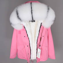 Women Brand Parka 2020 Big Real Fur Coat Liner Camouflage Pink Short Coat Fashion New Winter Jacket Fox Fur Collar Faux Fur Red 2024 - buy cheap