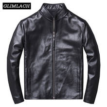 Men Business Casual Cowhide Jacket Real Cow Leather Jacket Men Genuine Leather Coat Black High Quality Slim Short Coat Male New 2024 - buy cheap