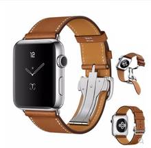 Ремешок из 100% натуральной кожи для apple watch se, браслет для iwatch 6 5 4 3 2 1, 38 42 мм 40 44 мм 2024 - купить недорого