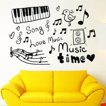 Music Note Wall Sticker Vinyl Window Decal Sketch Musical Instruments Love Songs Music Time Kids Room Nursery Home Decor S1095 2024 - buy cheap