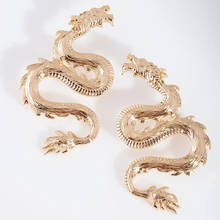 Pendientes largos de dragón en tono dorado para mujer, joyería de marca impresionante, joyas de dragón, bisutería para mujer 2020 2024 - compra barato