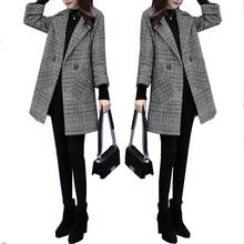 Trench Women's Plaid Woolen Coat Women's Mid-Length Loose 2021 Autumn Winter New Fashion Temperament Wool Coat Femme Outwear B4 2024 - buy cheap