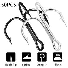 50Pcs Fishing Hooks Zinc Alloy Fishing Treble Hook Worm Bait Holder Fish Tackle Tools 2024 - buy cheap