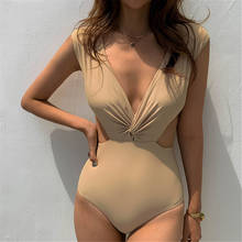 Sexy High Cut One Piece Swimsuit Women Solid Swimwear Backless Monokini Wrap Swim Suit Pleated Trikini Pad Bathing Suit Korea 2024 - buy cheap