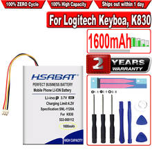 HSABAT 1600mAh 533-000112 аккумулятор клавиатуры для Logitech IIIuminated гостиная Keyboa, K830 2024 - купить недорого