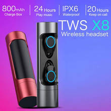 Новые X8 TWS наушники с сенсорным управлением Bluetooth 5,0, мини стерео беспроводные наушники, спортивные наушники с микрофоном, водонепроницаемые наушники IPX7 2024 - купить недорого