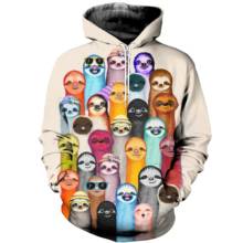 O transporte da gota 2020 moda masculina animal hoodies sloth impressão colorida 3d moletom/zip hoodie unisex casual harajuku com capuz 2024 - compre barato