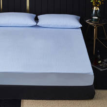 Lençol de cama com listras à prova d'água, favorável à pele, cor sólida, antiderrapante, protetor de colchão de queen 2024 - compre barato