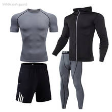Treino dos homens verão roupas de fitness suor gym leggings compressão camisa superior esportes correndo jogger conjunto de treino 2024 - compre barato