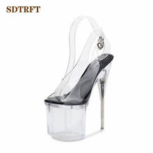 SDTRFT Fashion Crossdresser Buckle Sandals 20cm thin heels shoes woman transparent platform Party Dance Slippers Open Toe pumps 2024 - buy cheap