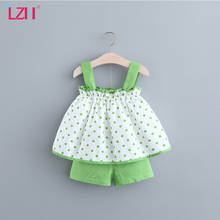 LZH 2021 Summer Polka Dot Suspender Top Shorts 2Pcs Sets 0-1-2-3 Years Children's Clothing New Refreshing Infant  Baby Girl Suit 2024 - buy cheap