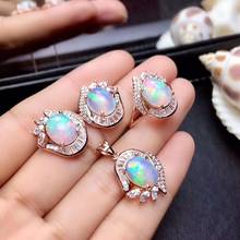 Opal Set Natural Opal jewelry set Natural Real Opal 925 sterling silver 1pc pendant,1pc ring,2pcs Earring 2024 - buy cheap