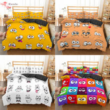 Homesky conjunto de cama de desenho animado, engraçado, rosto, capa de edredon, 135 camas, fronha, tamanho adulto e infantil, 2/3 peças 2024 - compre barato