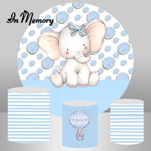 InMemory Cute Elephant Newborn Baby Shower Boys 1st Birthday Party Round Backdrops Light Blue Circle Photography Backgrounds 2024 - buy cheap