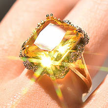 Letapi s925 prata anel de festa moda feminina grande amarelo zircão anel de pedra promessa noivado anéis de casamento para mulher 2024 - compre barato