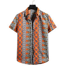 Men Hawaiian T Shirt Flower Breathable Lapel Short Sleeve Clothing 2022 Summer Casual Beach Streetwear Camisa Hombre NEW 2024 - buy cheap