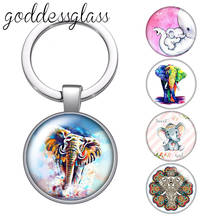 LLavero de cristal redondo con forma de elefante, con dibujos animados de animales, elefante, cabujón, llavero con anilla, para regalo 2024 - compra barato