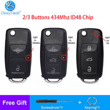 OkeyTech 2/3 Buttons 434Mhz Flip Remote Control Car Key For Volkswagen 5K0 837 202AD 1JO 959 753 DJ 1KO 959 753 N With ID48 Chip 2024 - buy cheap