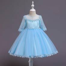 Girls Blue christmas Princess Tutu Dress Kids Hollow Lace Wedding Ball Gown Children Prom Birthday Party Dress 6M to 5 year 2024 - buy cheap
