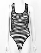 Fashion Women's Hollow Fishnet Bodysuits U Neck Sleeveless High Cut Leotard Bodysuit Festival Rave Party Sexy Clubwear Costume 2024 - buy cheap