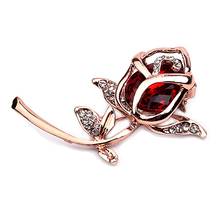 Crystal Rose Flower Brooch Pin Rhinestone Alloy Rose sweet Brooches Birthday Gift Garment Accessories 2024 - buy cheap