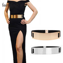 Cinturón de lujo para mujer, cinturón ancho de Metal con espejo, cadenas doradas y plateadas, cinturón para vestido, abrigo 2024 - compra barato