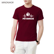 Petanque Boule Heartbeat Printed T Shirt Men Summer Personality Fashion T Shirts Casual O-Neck Short Sleeve Tops Mens 2024 - buy cheap