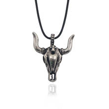Fashion Skull Big Bull Cattle Devil Head Horns Pendant Necklaces Steampunk Charms Gothic Vintage jewelry Statement Necklace 2024 - buy cheap