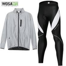 Conjunto jaqueta de ciclismo wosawe, roupa masculina corta vento à prova d'água quente jaqueta mtb calças acolchoadas 2024 - compre barato