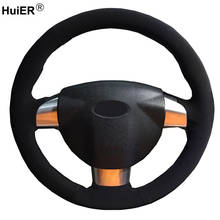 Hand Sewing Car Steering Wheel Cover Black Suede Wrap Cow Leather For Ford Focus 2 2005 2006 2007 2008 2009 2010 2011 (3-Spoke) 2024 - buy cheap