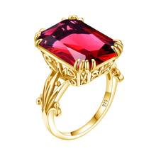 Red Ruby Stone Ring 925 Sterling Silver 14K Gold Rings For Women Wedding Engagement Jewellery Silver 925 Jewelry Classic Anillos 2024 - buy cheap