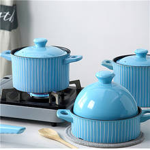 Caçarola de cerâmica à gás, panela azul redonda para cozinhar leite multifuncional, utensílios de cozinha 2024 - compre barato