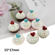 30pcs/lot DIY flatback resin cupcake with heart  charms resin cabochons pendants for kids earring necklace 2024 - buy cheap