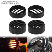 2Pcs Motorcycle Black Front Rear Turn Signal Indicator Grill Bezel Cover For Harley Sportster XL1200 883 Iron Roadster 1992-2020 2024 - buy cheap