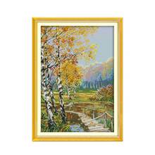 The birch forests of autumn cross stitch kit DIY hand embroidery handmade needlework cross-stitching DMC color Dreamfounder 2024 - buy cheap