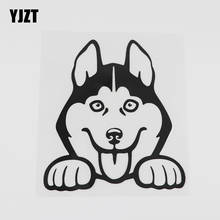 YJZT 12.1CMX13.2CM Pet Dog Puppy Peeking Husky Decal Vinyl Car Sticker Black/Silver 8A-0607 2024 - buy cheap