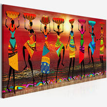 Figuras pintadas a mano para mujeres africanas, pinturas al óleo para sala de estar, lienzo, decoración del hogar, 100% 2024 - compra barato