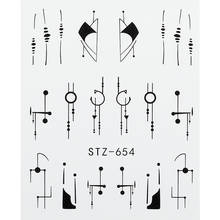 1 лист черная линия красочное абстрактное изображение наклейки для ногтей наклейки сексуальная девушка Водная передача слайдер для дизайна ногтей 2024 - купить недорого